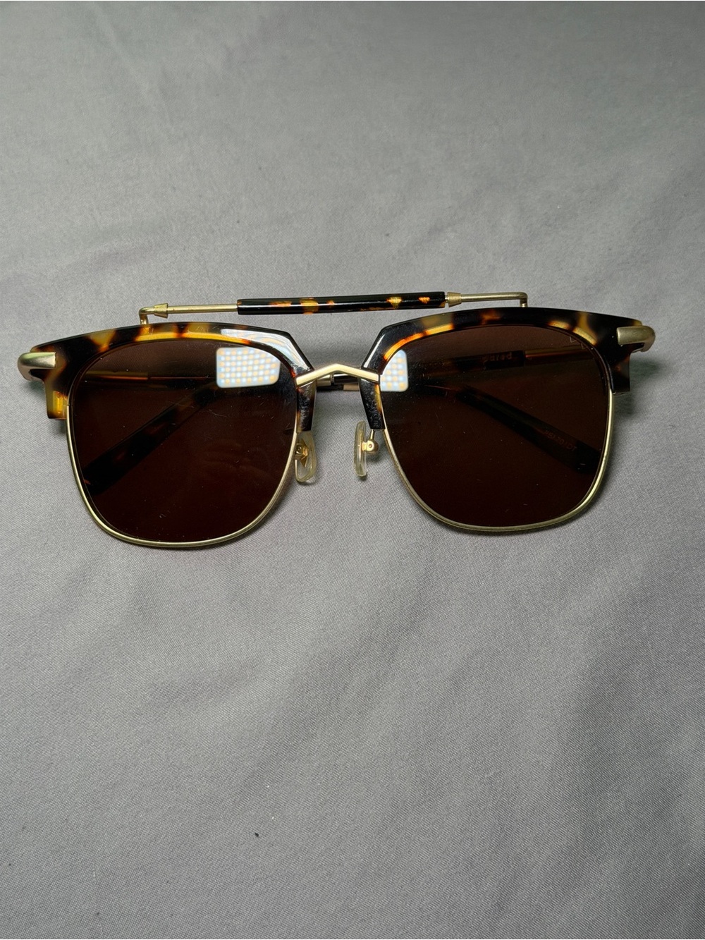 Pared Tortoiseshell Brow-Bar Sunglasses with Brown Lenses